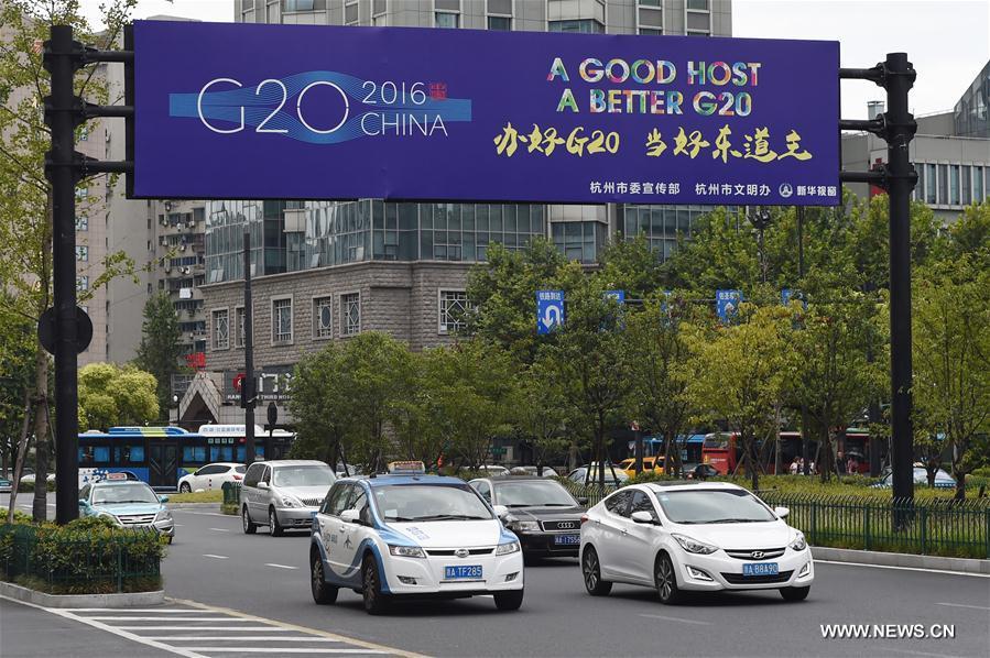 G20 themed logo, slogans and posters seen in E China's Hangzhou