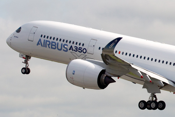 Airbus A350 takes off on first test flight