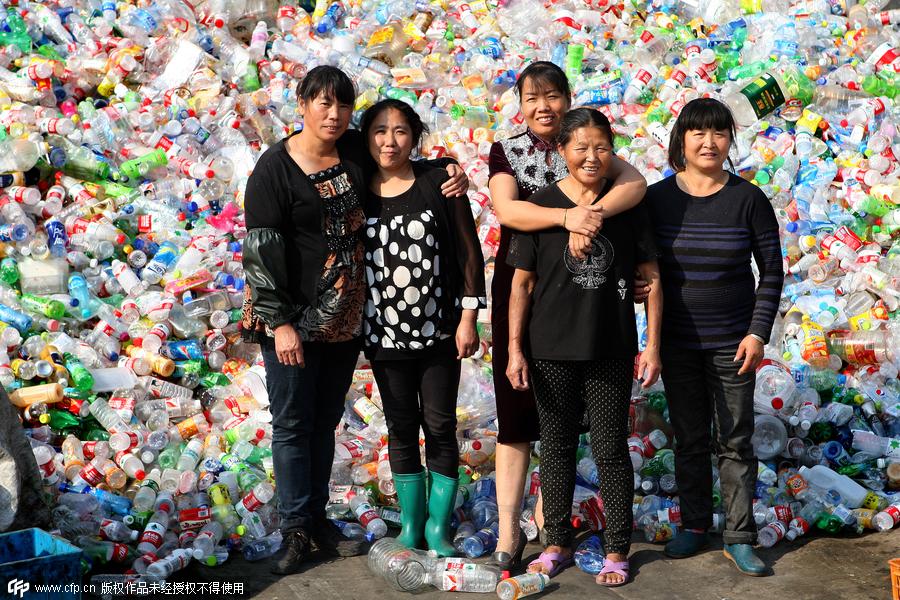 Recycling discarded plastic bottles generates cash