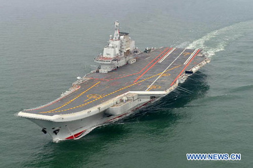 China's first aircraft carrier leaves port