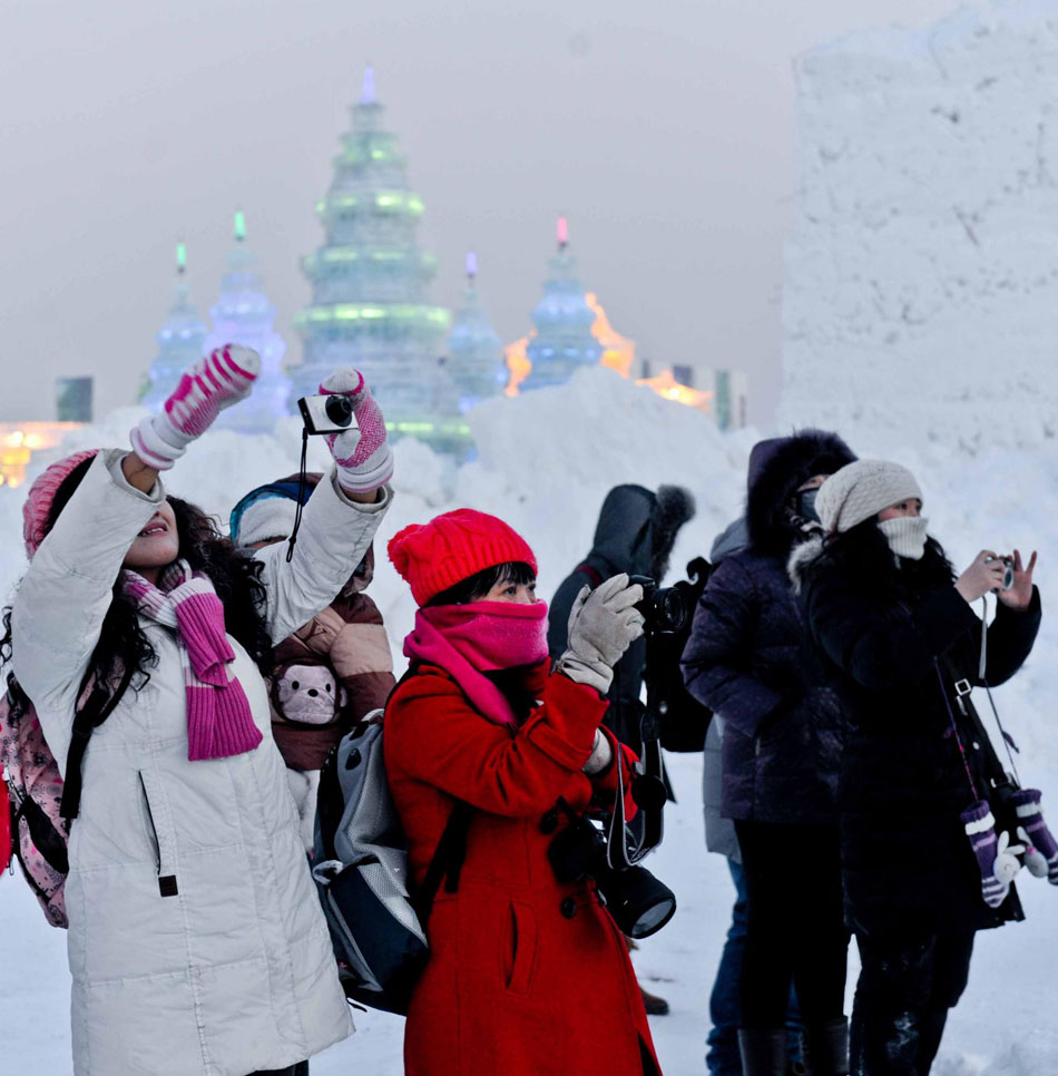 Playing at Ice and Snow World in Harbin