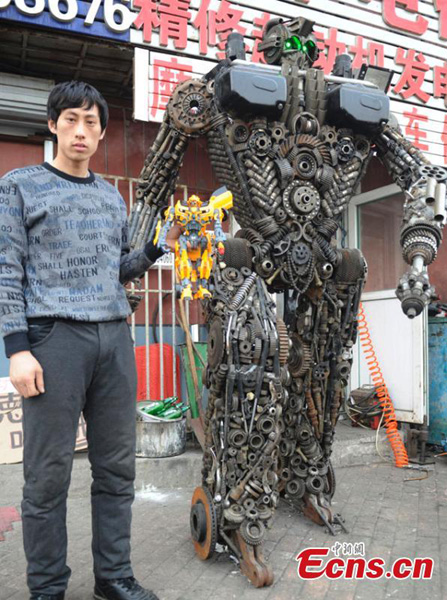 Mechanic makes Bumblebee out of 3,000 auto parts