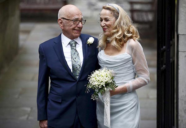 'Happiest man in world' Rupert Murdoch marries ex-model Jerry Hall