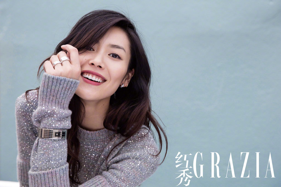 Model Liu Wen poses for fashion magazine