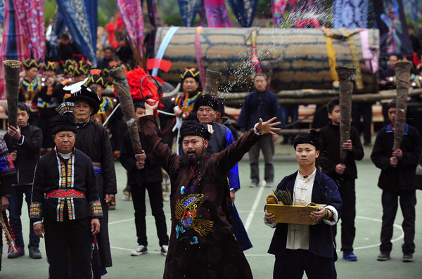 Miao people celebrate traditional festival 