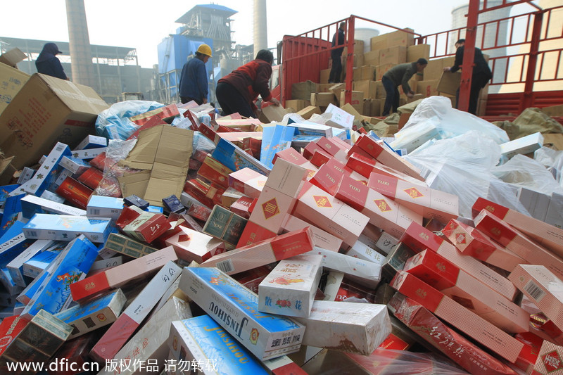 80,000 cartons of fake cigarettes go up in smoke