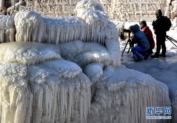 Stunning view of Yellow River Hukou ice cascade