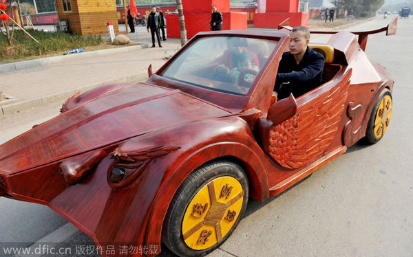 Farmer builds sports car out of wood