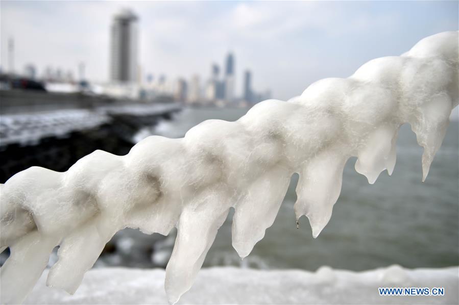 Icicles seen in Yantai city, E China