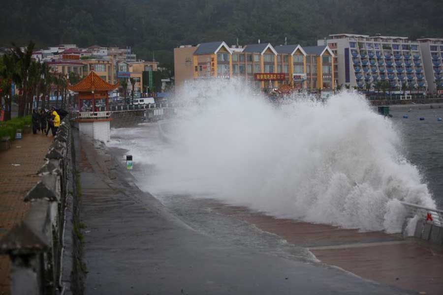 Sports venue turns makeshift shelters as Typhoon Nida lashes Shenzhen