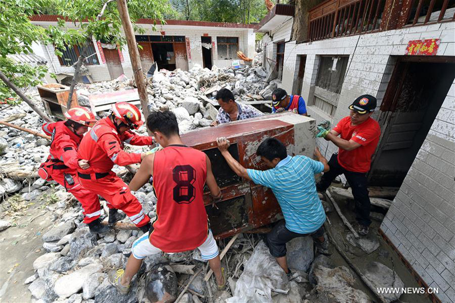 Rescue work underway in flood-hit Wenxian, China's Gansu