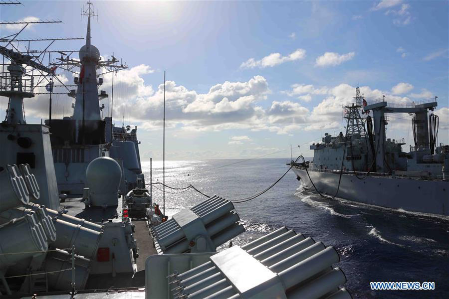 Chinese naval fleet stages live-fire drill in Indian Ocean