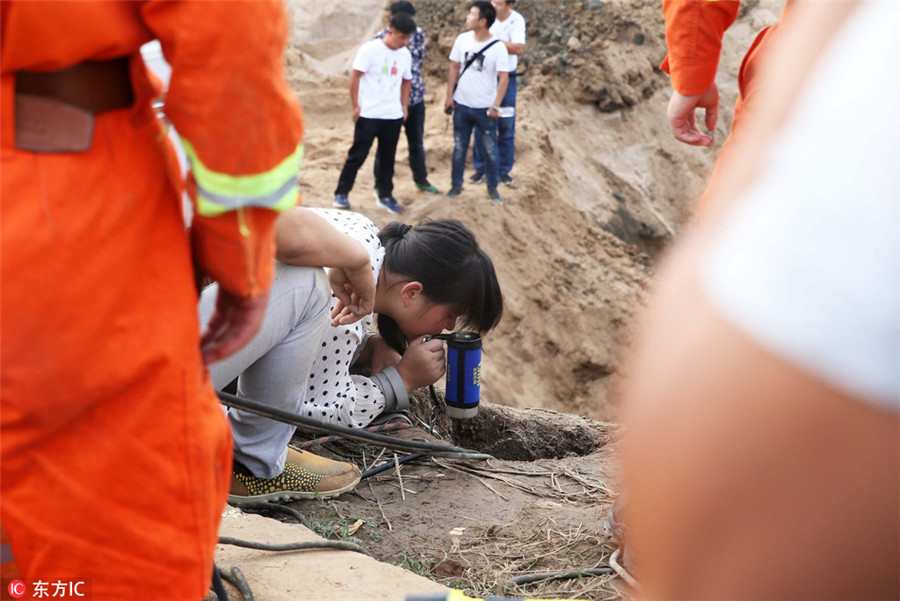 A child rescued from a deserted well