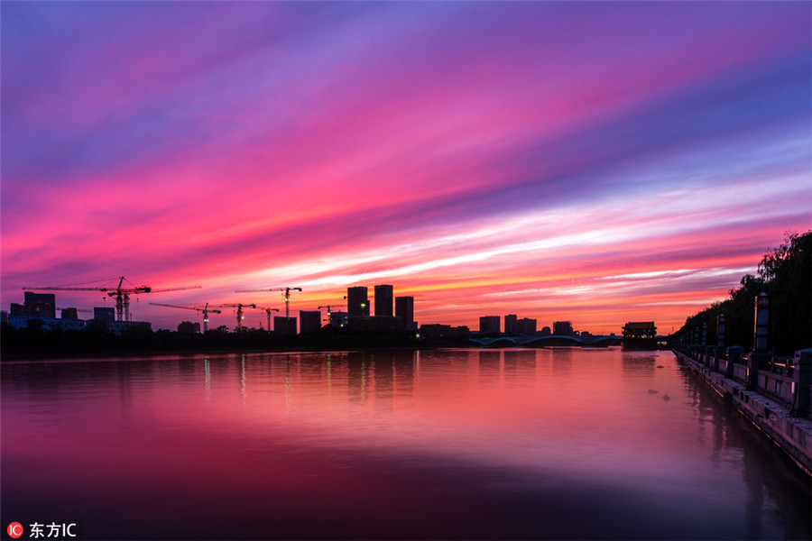 Different shades of Beijing sky: Blue to violet