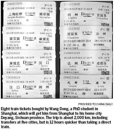 Man purchases eight rail tickets to beat Spring Festival crush