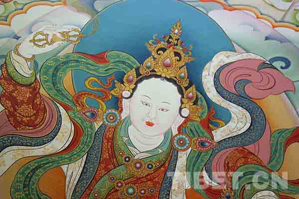 A glimpse of Thangka paintings on display in Lhasa