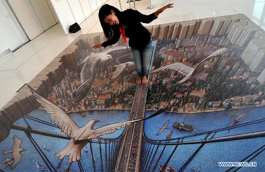 3D Pavement Art painting exhibited in Indonesia