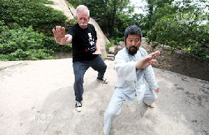 Students learn tai chi in Henan