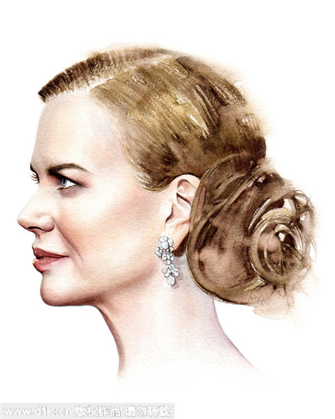 Hollywood female stars in watercolor portraits