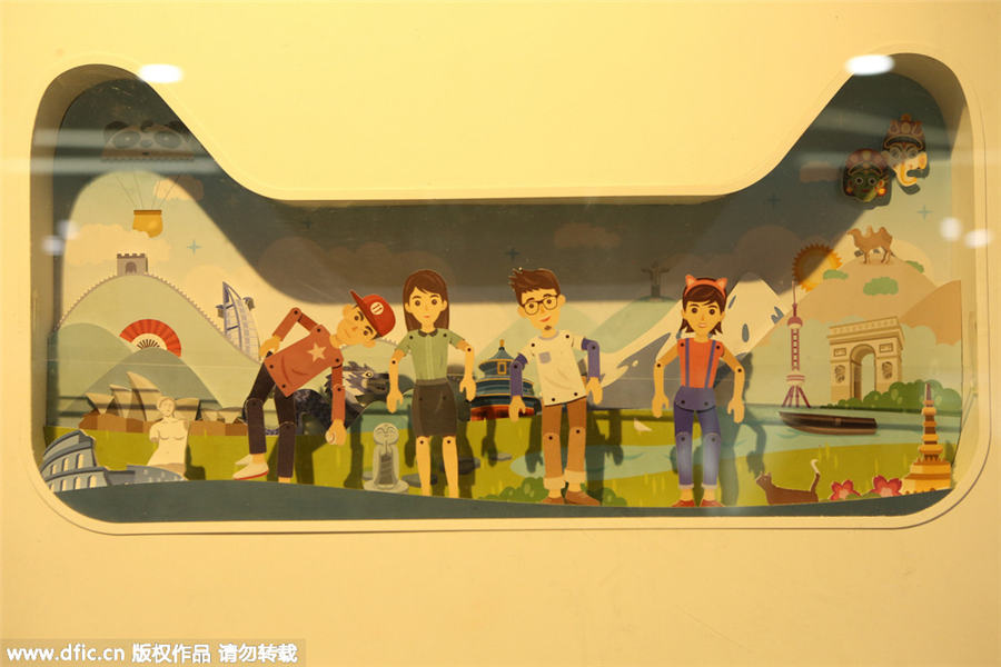 Art installations brighten Shanghai subway