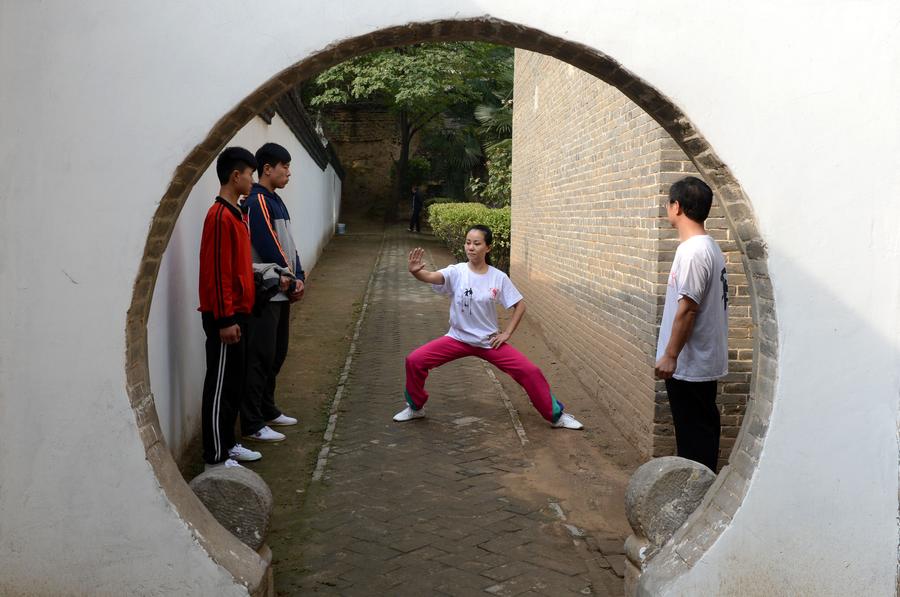 People practice tai chi in Henan