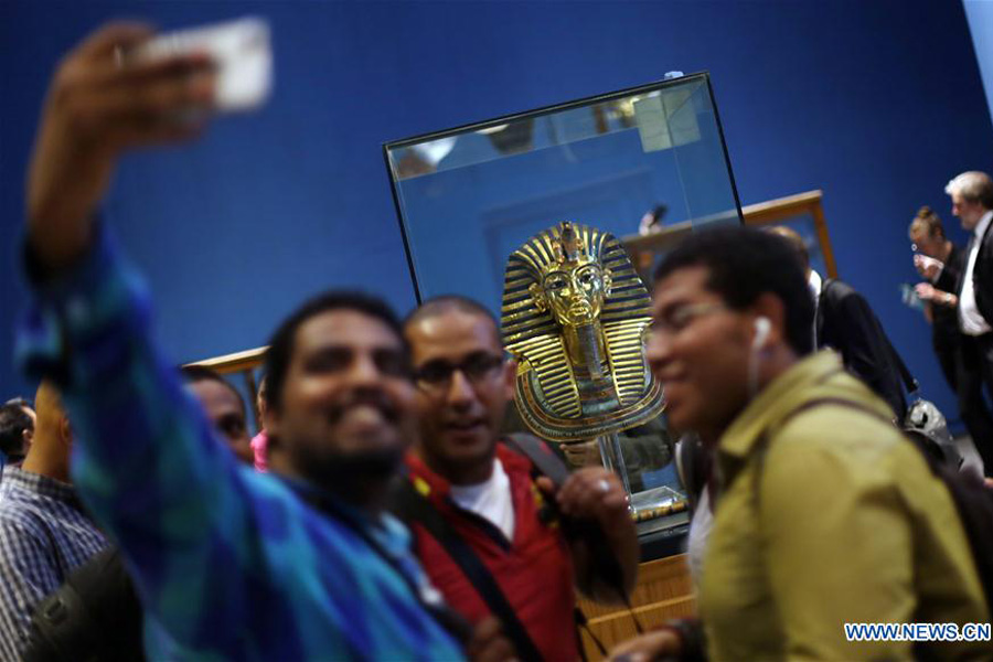 Golden mask of King Tutankhamun seen at museum in Cairo