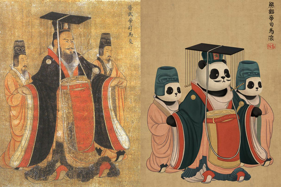 The Chinese panda shakes up famous paintings