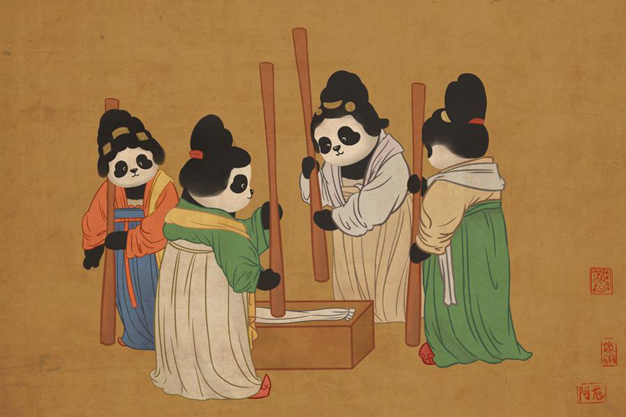 The Chinese panda shakes up famous paintings