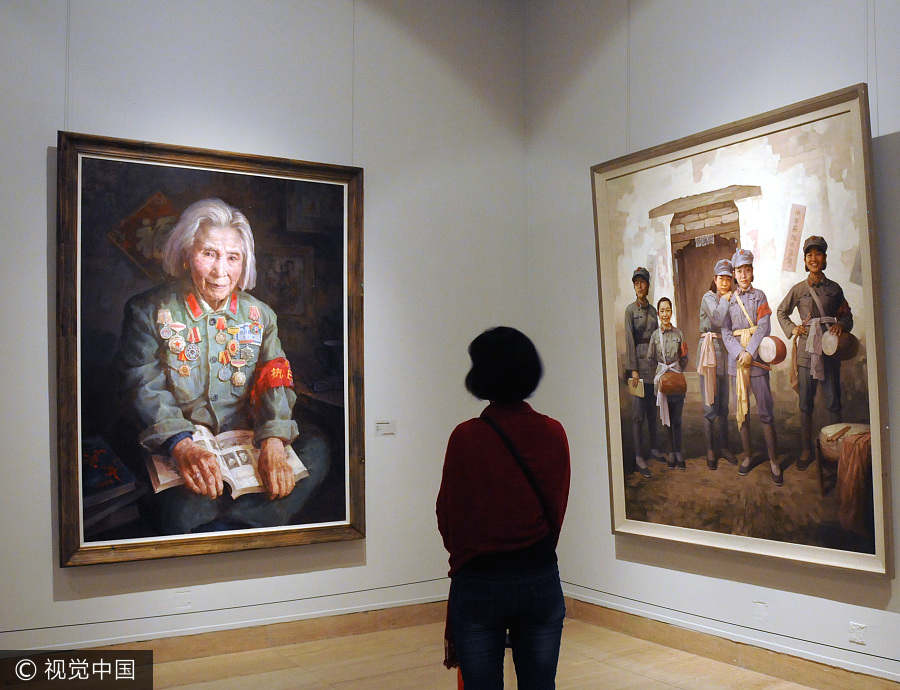 Art exhibition celebrates 90th anniversary of PLA's founding