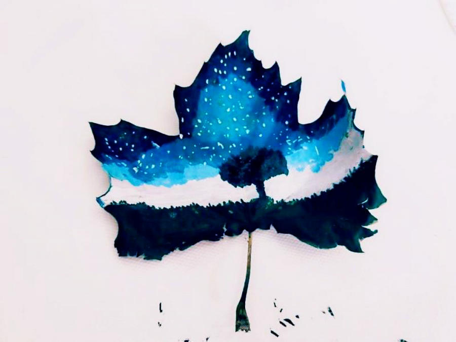 Transforming leaves into artwork