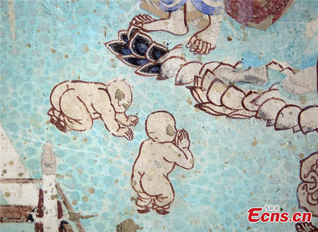 Grotto paintings depict children's lives in ancient China