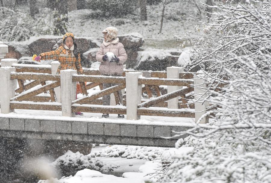 Snowfall brings beauty in Beijing winter