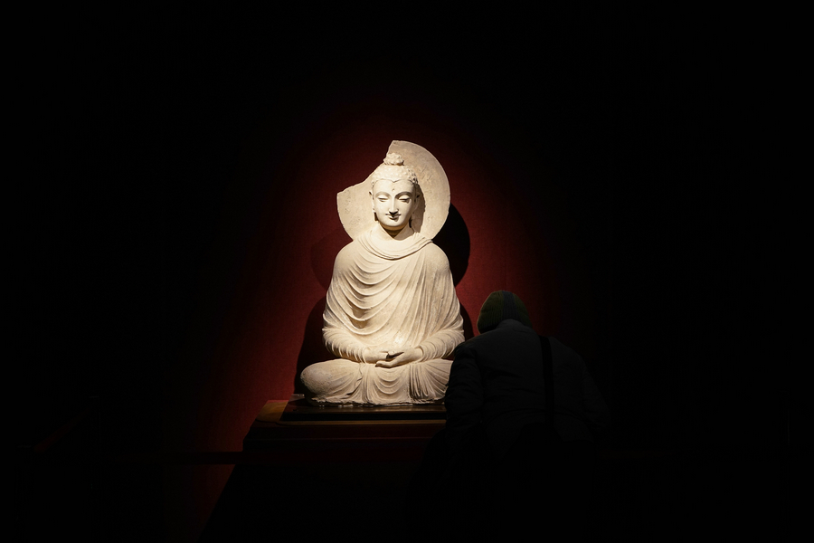 Buddhist sculptures displayed at Bao'en Temple Heritage Museum