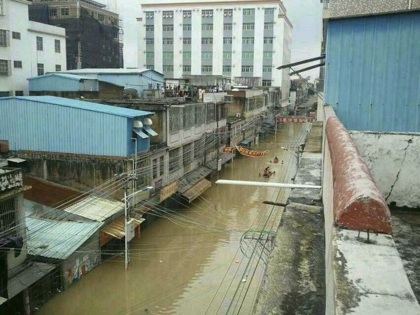 航拍廣東洪水重災區龍窩鎮