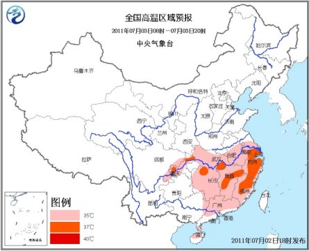 淮河以南將繼續受到高溫