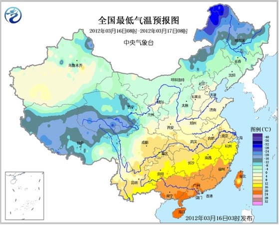 03月16日:未來三天全國天氣預報