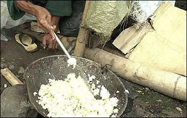 Grated cassava. Philippines President Gloria Arroyo was expected to condole with the villagers after poisonous cassava sweets killed up to 28 children and sent around 60 others to hospital, officials said.(AFP/File/Jay Directo) 