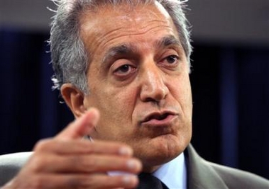 U.S. Ambassador to Iraq Zalmay Khalilzad talks to the media at the State Department Monday, Sept. 12, 2005, in Washington. 