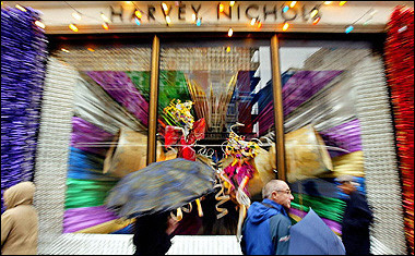 The Christmas window display at Harvey Nichols in London, December 2003.