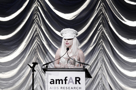 Lady Gaga attends a gala benefit for amfAR