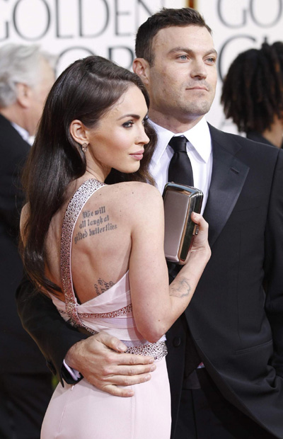 Megan Fox arrives at the 68th annual Golden Globe Awards