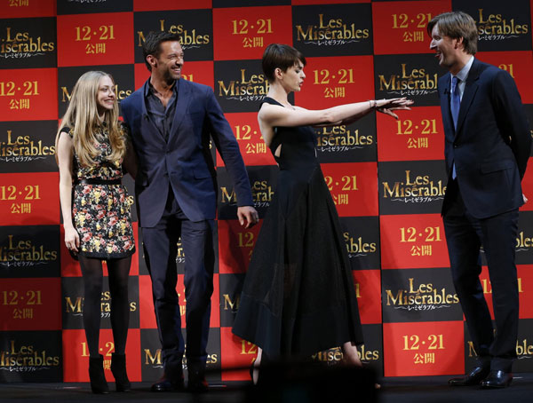 Cast members promote 'Les Miserables' in Tokyo