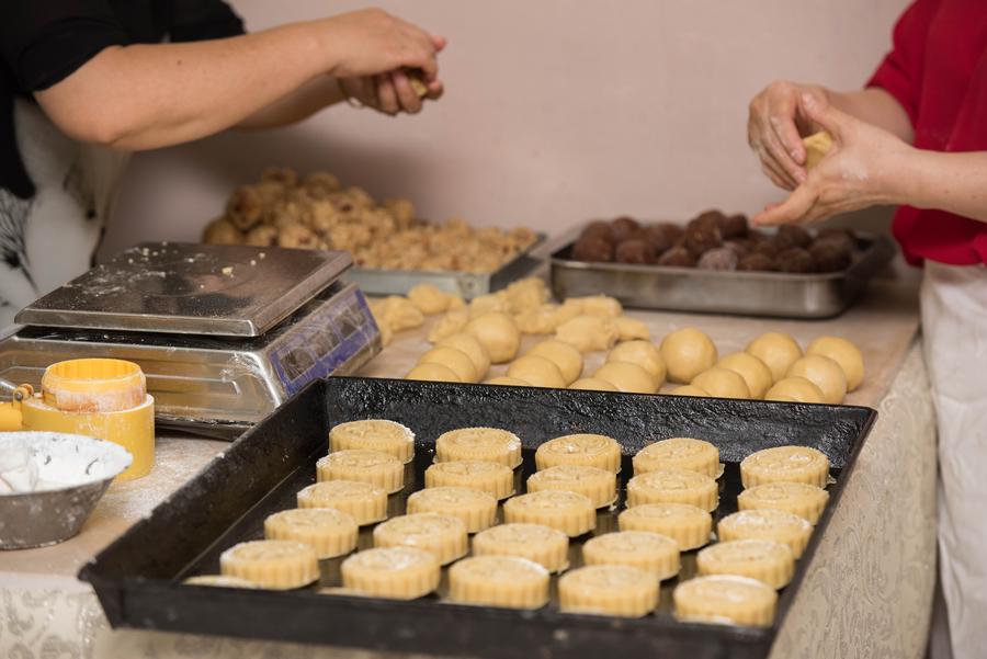 Pastry cooks make mooncakes in Cairo, Egypt