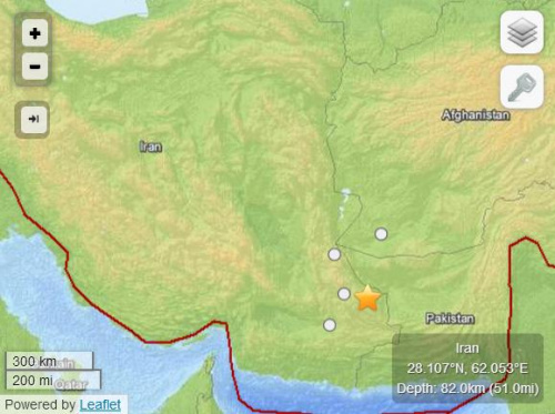 伊朗發(fā)生7.8級地震 震源深度更改為82公里(圖)