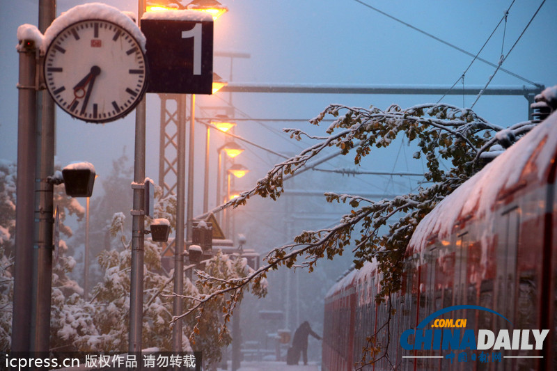 德國巴伐利亞大雪成災 鐵路交通陷于癱瘓（圖）