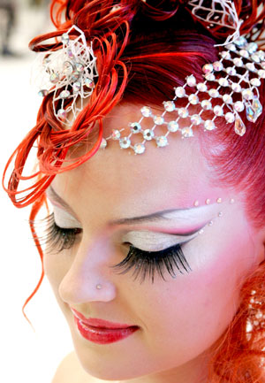 A model gets ready for the International Festival of Beauty in St. Petersburg February 22, 2007.