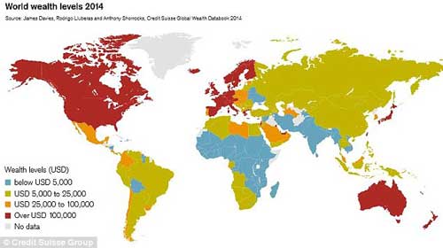 2014全球財富報告：10%的人掌握87%財富