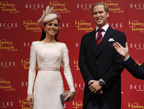 Prince William and Catherine's wax figures displayed in Tokyo