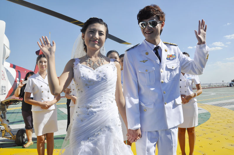 World's first aircraft carrier wedding show