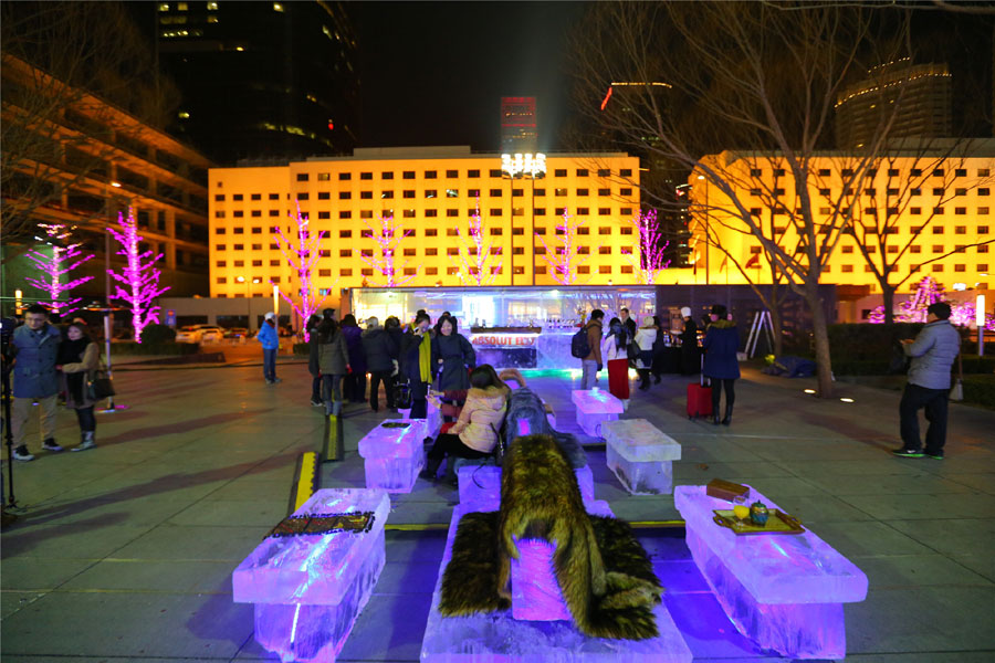 Outdoor CBD garden bar built with ice